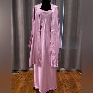Vintage satin nightgown and kimono robe set